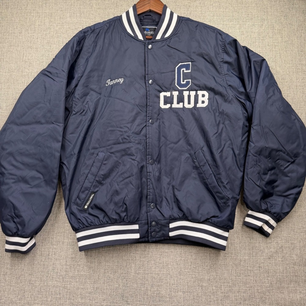 Holloway Mens Navy Blue Concordia C Club Varsity Bomber Jacket Large